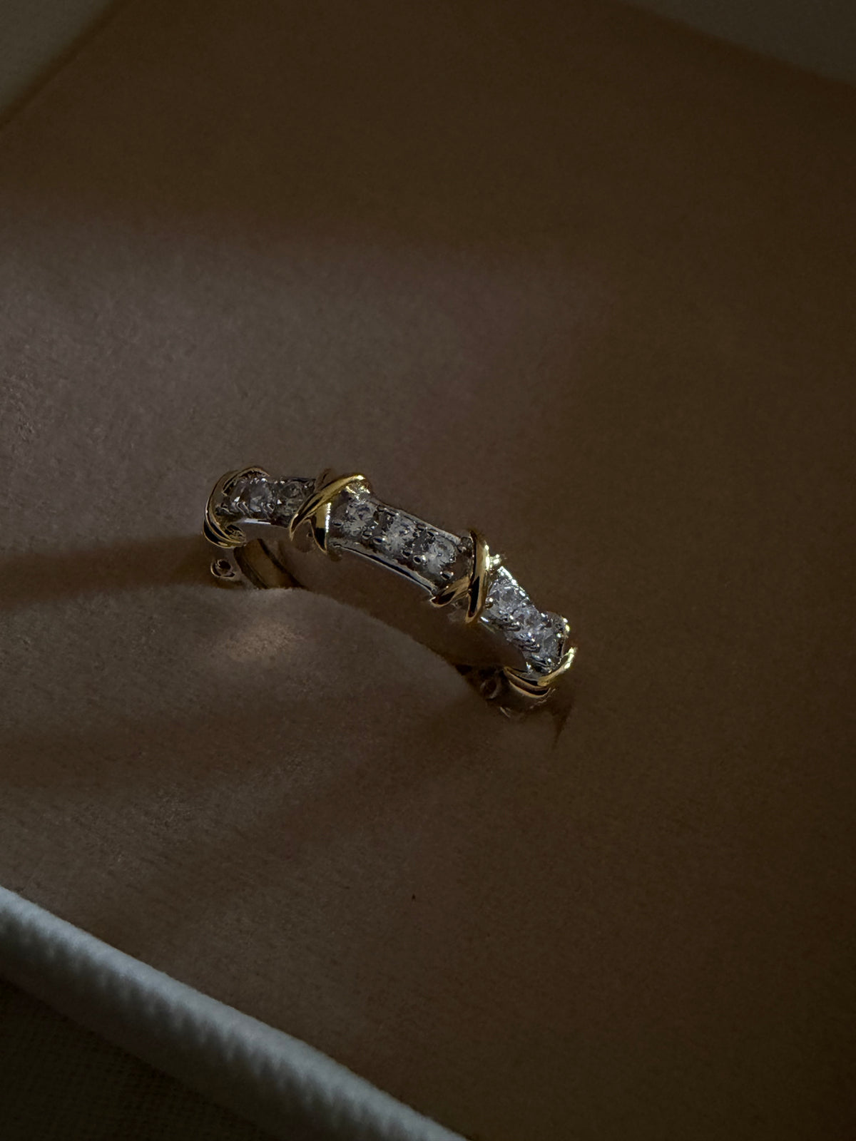 Tiffan Two-Tone Cross Pavé Ring