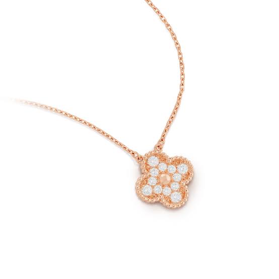 VCA MAGIC CLOVER NECKLACE ROSE GOLD