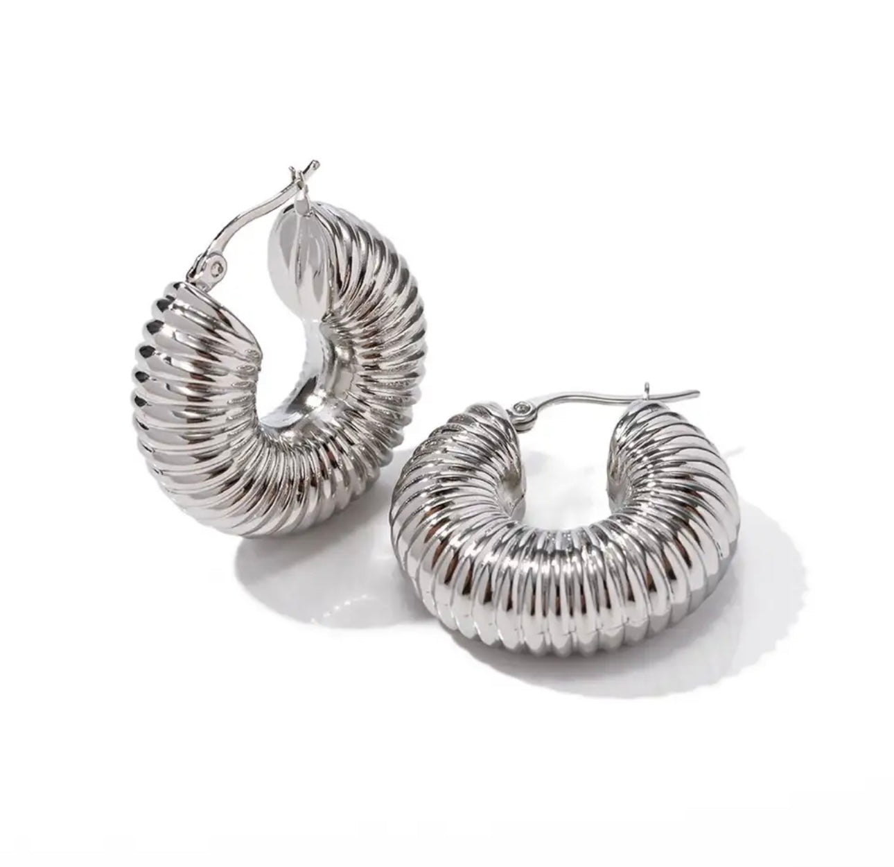 Chunky Silver Hoop Earrings