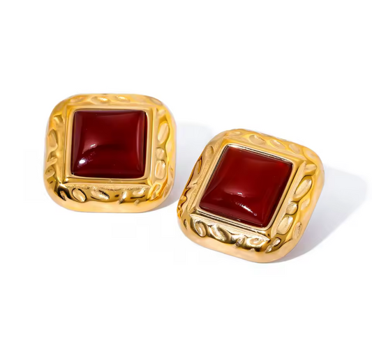 Vera Red Agate Earrings