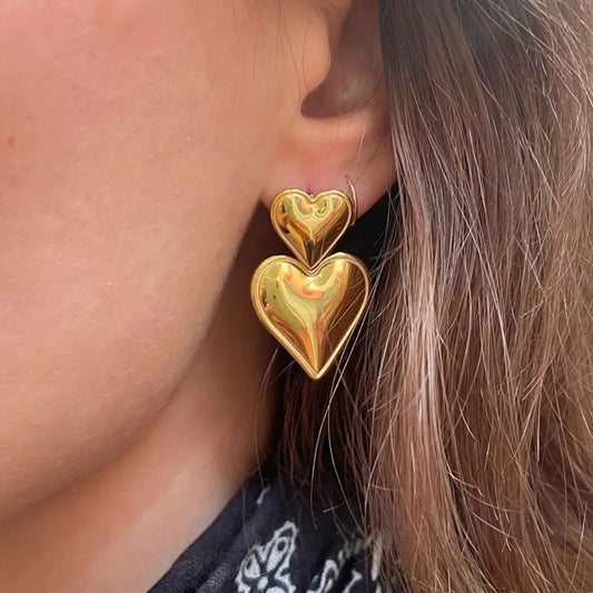 Izca Double Heart Earrings