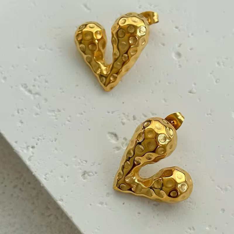 Cut Hammered Heart Earrings