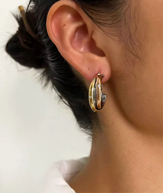 Tri Color Hoop Earrings