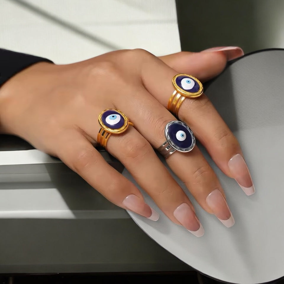 Turkish Evil Eye Gold Ring