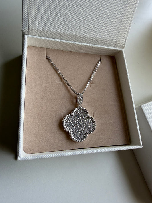 Silver Clover Charm Necklace