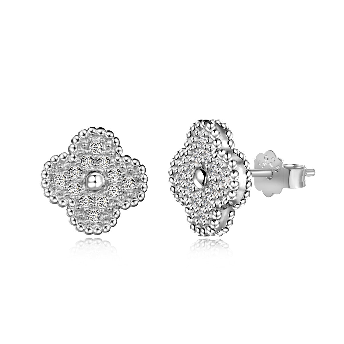 925 Sterling Silver Clover Earrings