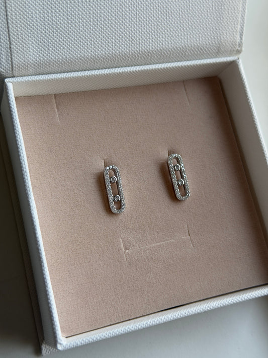 Moving Stone Stud Earrings