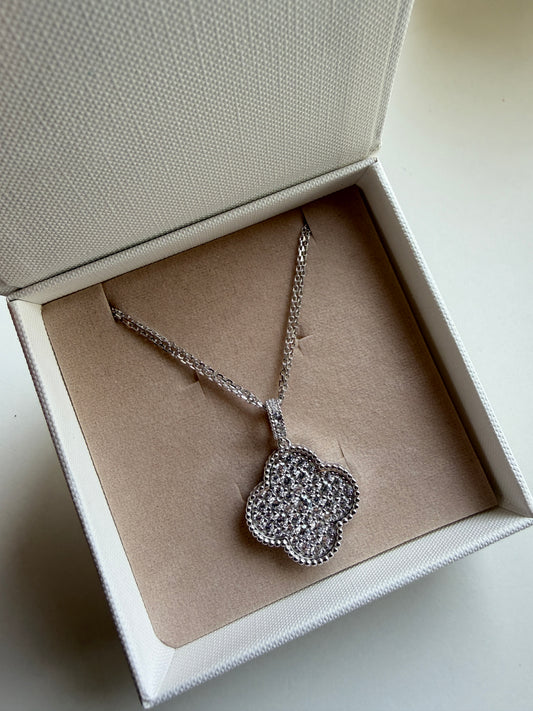 Silver Clover Charm Necklace