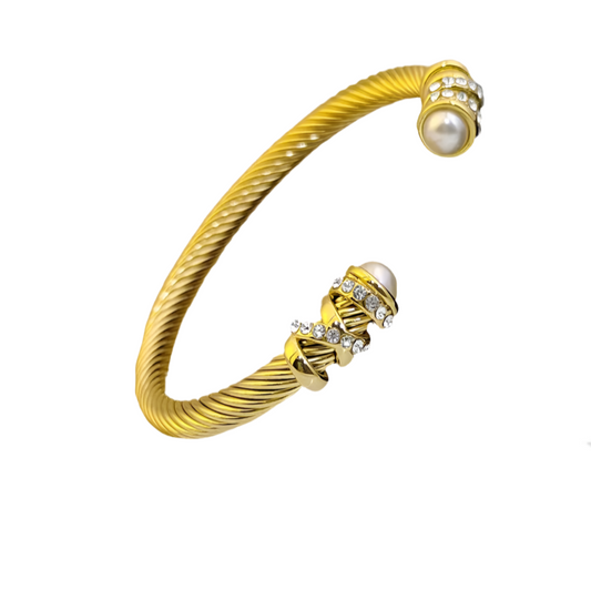 David Gold Pearl Cuff Bangle