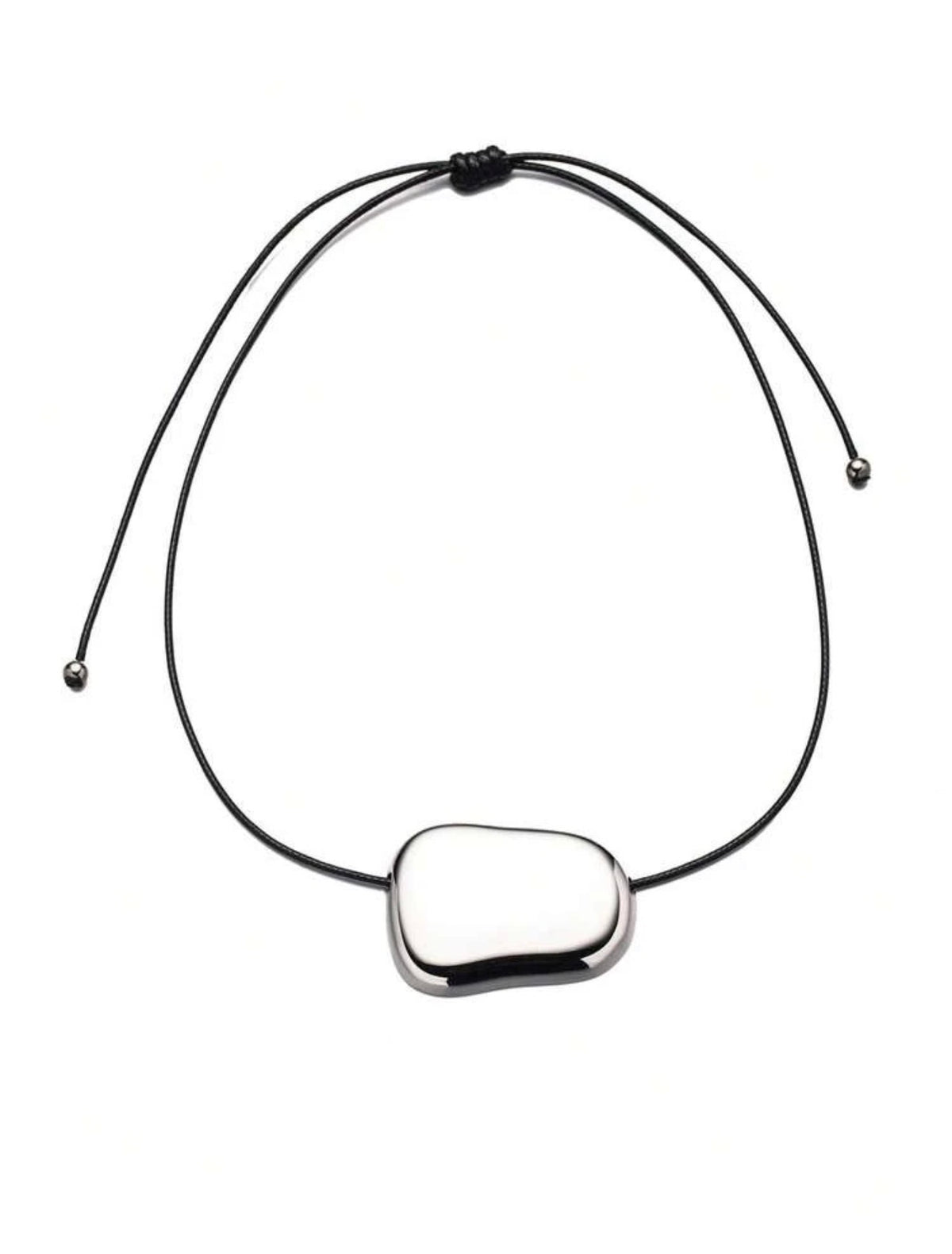 Pebble Cord Necklace – Silver