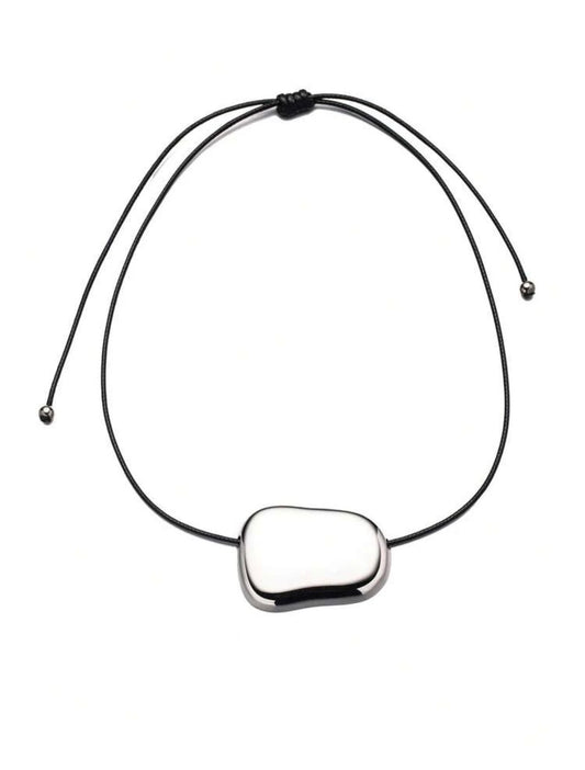 Pebble Cord Necklace – Silver