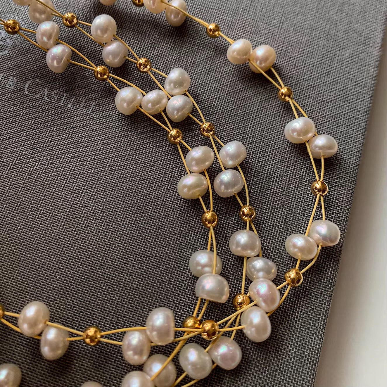 Natural Freshwater Pearl Gold Beads Necklace
