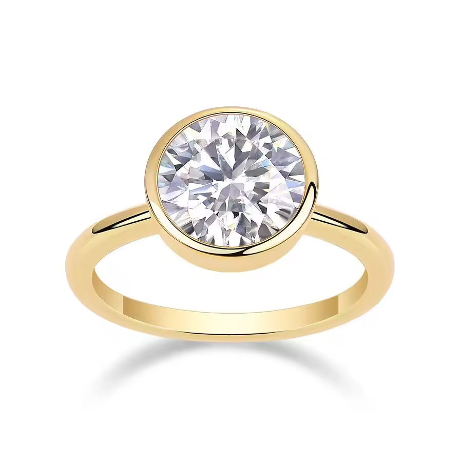 3ct Moissanite Classic Bezel Ring in 18K Gold-Plated S925
Silver
