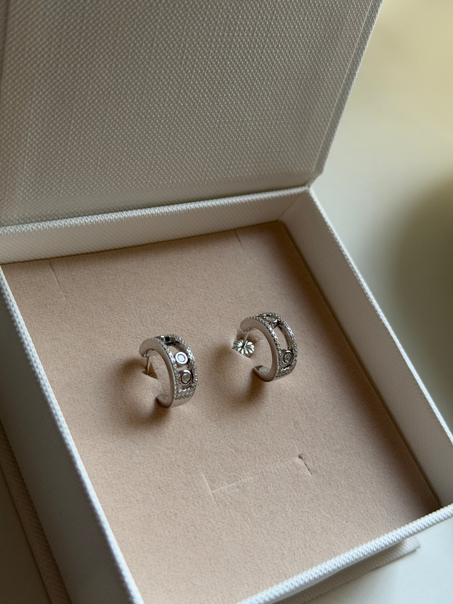 Moving Stone Hoop Earrings
