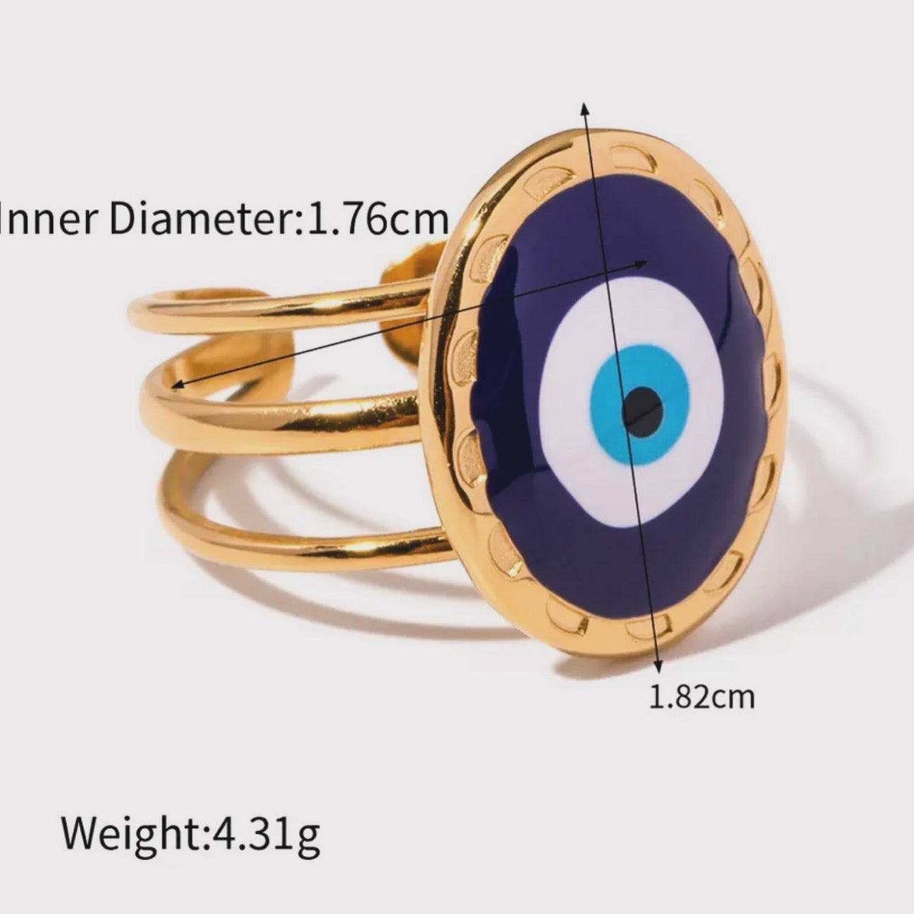 Turkish Evil Eye Gold Ring