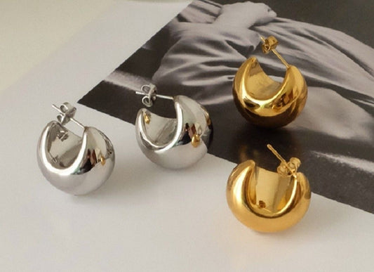 Chunky Dome Hoops – Silver