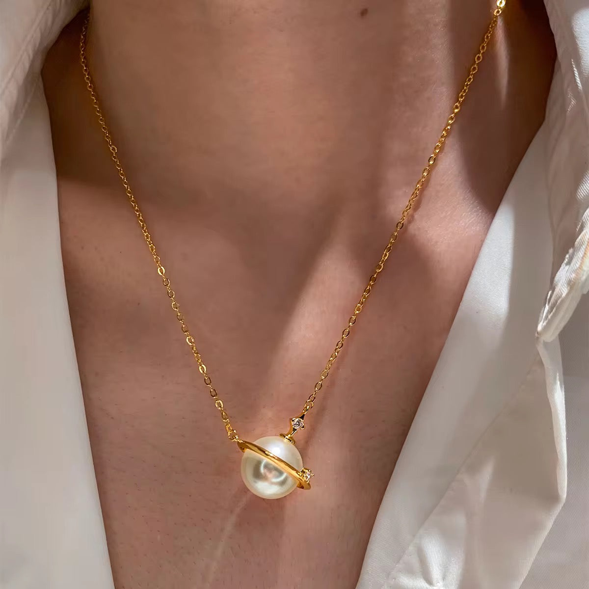 Pearl Saturn Necklace