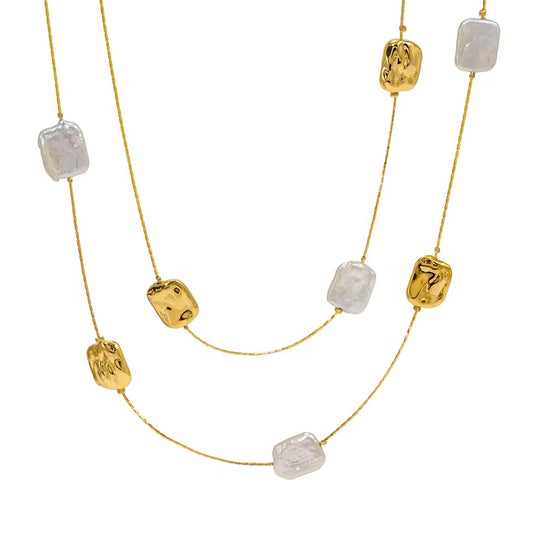 STACKED NATURAL BAROUQUE  PEARL NECKLACE