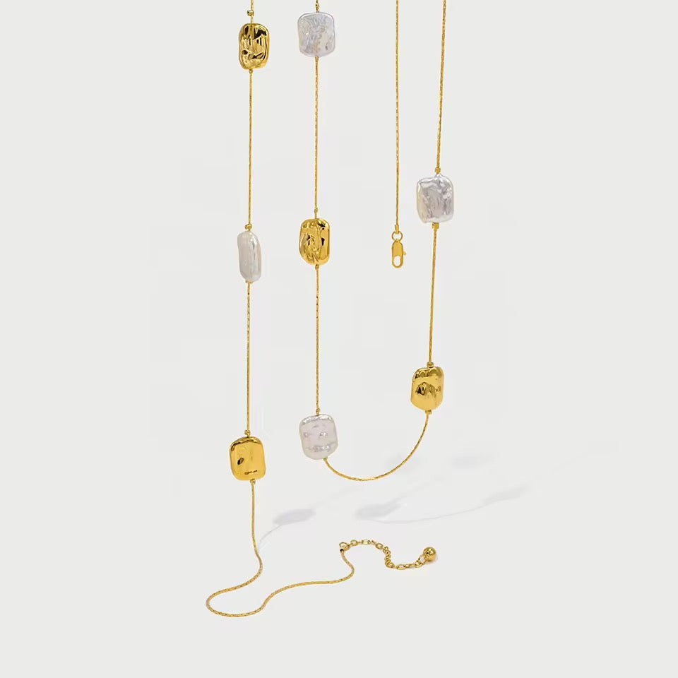 STACKED NATURAL BAROUQUE  PEARL NECKLACE