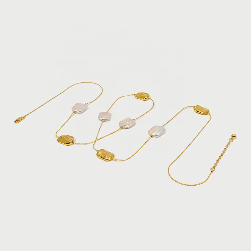 STACKED NATURAL BAROUQUE  PEARL NECKLACE