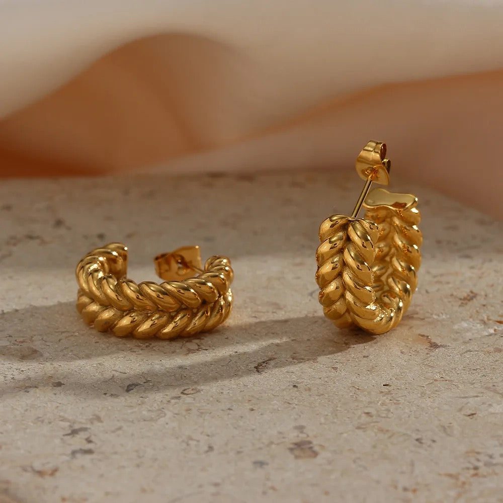 Braid Engraved Statement Earrings